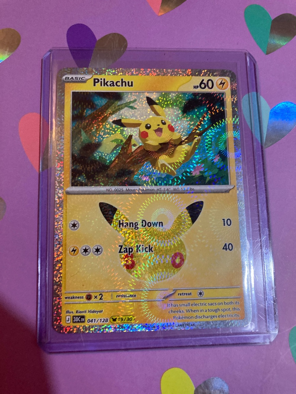Pokemon Pikachu Holographic Card - Yellow